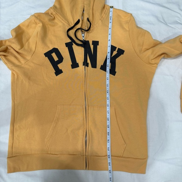VS PINK Yellow Orange & Black Logo Zip Up Hoodie Jacket Size Large - Picture 8 of 8